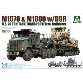   TAKOM 5002 US M1070 Truck Tractor & M1000 70-Ton Tank Transporter w/D9R Bulldozer 1/72 makett
