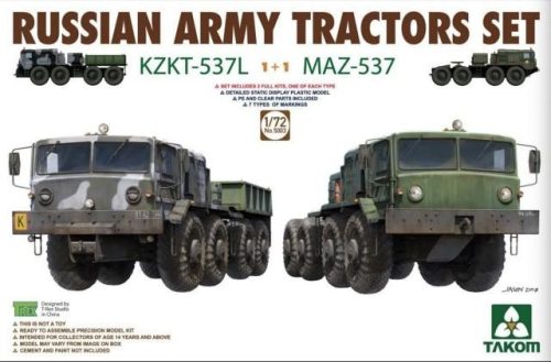 TAKOM 5003 Russian Army Tractors KZKT-537L & MAZ-537 1+1 1/72 makett