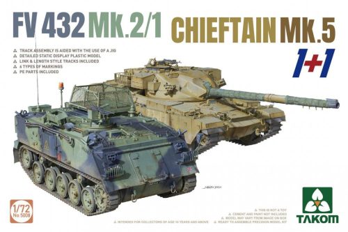 TAKOM 5008 British FV432 Mk.2/1 Chieftain Mk. 5 1+1 1/72 harckocsi makett