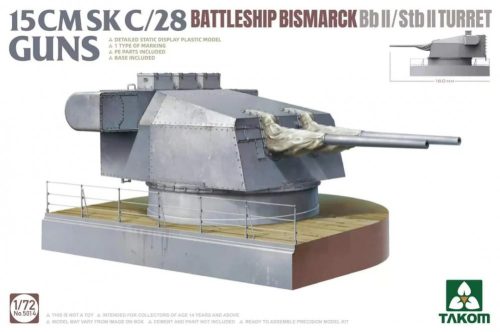 TAKOM 5014 15 cm Sk C/28 Guns Battleship Bismarck Bb II/Stb II Turret 1/72 makett