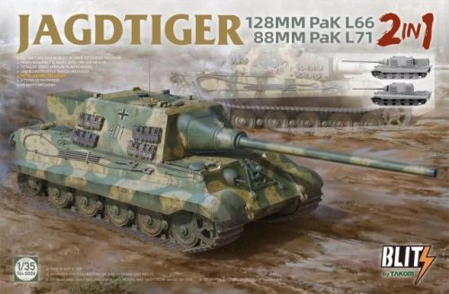 TAKOM 8008 Jagdtiger 128 mm Pak L66 & 88mm Pak L71 2 in 1 1/35 harckocsi makett