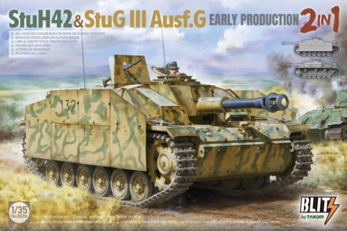 TAKOM 8009 StuH 42 & StuG III Ausf.G Early Production 2 in 1 1/35 harckocsi makett