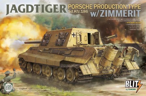 TAKOM 8012 Jagdtiger Sd.Kfz. 186 Porsche production type w/Zimmerit 1/35 harckocsi makett