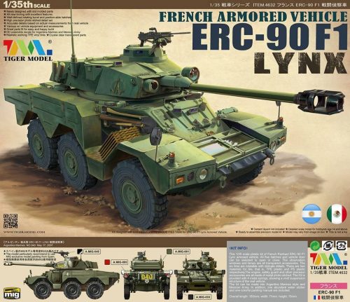 Tiger Model 4632 French Armored Vehicle Panhard/Hispano ERC-90 F1 1/35 harcjármű makett