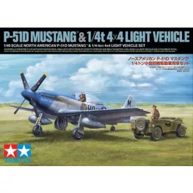   Tamiya North American P-51D Mustang & 1/4 ton 4x4 Light Vehicle Set 1/48 (300025205) repülőgép makett