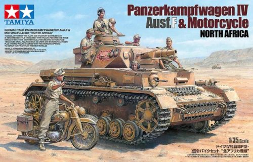 Tamiya German Panzerkampfwagen IV Ausf F. & Motorcycle North Africa (300025208) harckocsi makett