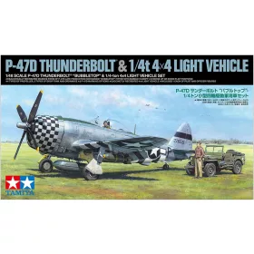   Tamiya P-47D Thunderbolt "Bubbletop" & 1/4-ton 4x4 Light Vehicle Set 1/48 (300025205) repülőgép makett
