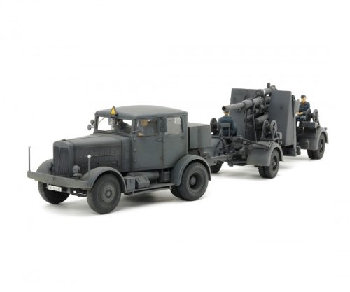 Tamiya German Heavy Tractor SS-100 88mm Gun Flak37 1/48 (300037027) katonai makett