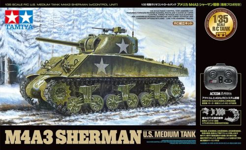 Tamiya U.S. Medium Tank M4A3 Sherman (w/Control Unit) 1/35 (300048217) harckocsi makett