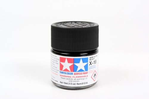 Tamiya X-18 Semi Gloss Black 10ml (300081518) akril makettfesték