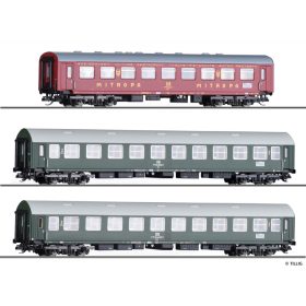   Tillig 1013 Személykocsi-készIet Interzonenzug 3 , négytengelyes személykocsi Bme 2. osztály, fekvőhelyes Bcme, étkező WRg, DR (E4) (TT)
