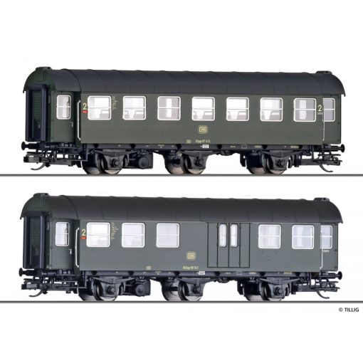 Tillig 1051 Személykocsi-pár, háromtengelyes Umbauwagen, 2. osztály + 2.osztály/poggyász,
