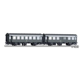   Tillig 1073 Személykocsi-pár, háromtengelyes Umbauwagen 2. osztály + 2. osztály/poggyász, DB (E3) (TT)