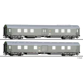   Tillig 1086 Személykocsi-pár, négytengelyes szalonkocsi, Salonwagenzug 5, DDR-Regierung Baujahr 1966, DR (E4) (TT)
