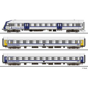   Tillig 1087 Személykocsi-készlet vezérlőkocsival, négytengelyes Halberstadt típus, Nord-Ostsee-Bahn (E6) (TT)