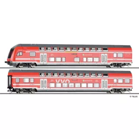   Tillig 1088 Emeletes személykocsi-pár vezérlőkocsival, négytengelyes DABpbzfa 767 és DBpza 780.4, S-Bahn Dresden, DB-AG (E6) (TT) - DCC
