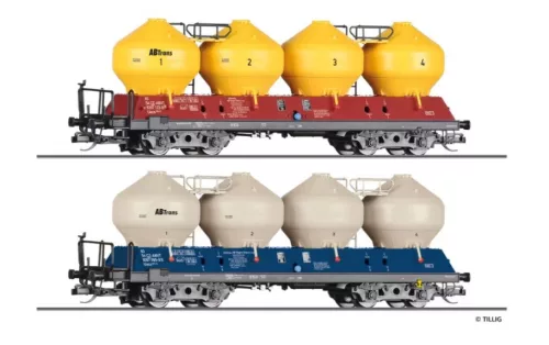 Tillig 1117 Poranyagszállító négytengelyes silókocsi-pár, Uacs 451.1, AB Vagon Trans s.r.o. (E5) (TT)