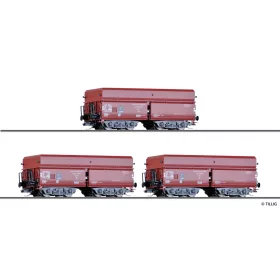   Tillig 1139 Önürítős négytengelyes teherkocsi-készlet, 3-részes OOt Saarbrücken, DRG (E2) (TT)