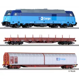Tillig 1431 Analóg kezdőkészlet: TRAXX dízelmozdony teherkocsikkal, CD Cargo (E6) (TT) - á