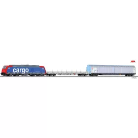 Tillig 1434 Analóg kezdőkészlet: TRAXX dízelmozdony tehervonattal, SBB (E6) (TT) - ágyazat