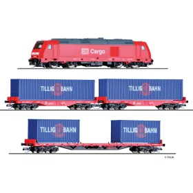 Tillig 1445 Analóg kezdőkészlet: TRAXX dízelmozdony tehervonattal, DB-AG (E6) (TT) - ágyaz