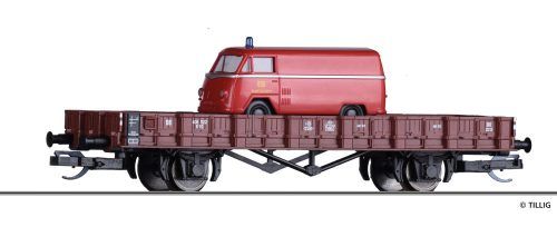 Tillig 14665 Rakoncás teherkocsi, R 10, Matador furgon rakománnyal - Bahnfeuerwehr, DB (E3) (