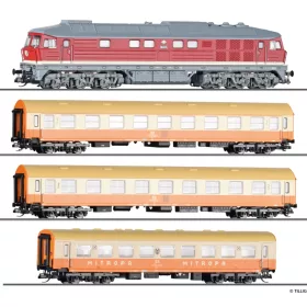   Tillig 1502 Analóg kezdőkészlet: BR 132 dízelmozdony Städteexpress személyvonattal, DR (E4) (TT) - ovál pályával