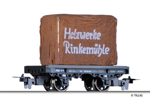 Tillig 15919 Forgózsámolyos rönkszállító teherkocsi rakománnyal, Holzwerke Rinkemühle (