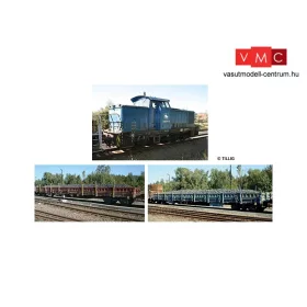 Tillig 1619 Tehervonat készlet, BR 346 dízelmozdony 2 db teherkocsival, Pressnitztalbahn (E6)
