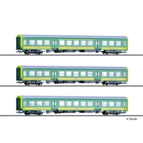   Tillig 1688 Személykocsi-készlet, négytengelyes Halberstadt tip. személykocsik, 1./2. osztály + 2 db 2. osztály, GySEV-Raaberbahn (E6) (TT)