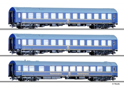 Tillig 1723 Személykocsi-készlet Tourex 3, 3 db eltérő típusú négytengelyes személykocs