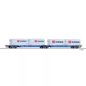   Tillig 18035 Konténerszállító iker-teherkocsi, Sggmrs 714, DB Schenker konténerekkel, DB-AG (E6) (TT)