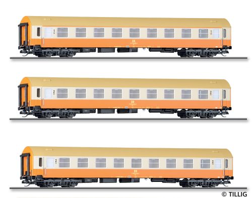 Tillig 1804 Személykocsi-készlet, 3-részes négytengelyes Städteexpress, DR (E4) (TT)