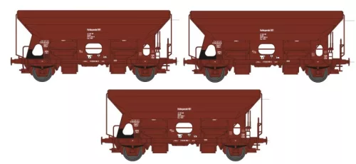 Tillig 502529 Önürítős teherkocsi-készlet, 3-részes Fcs, szén rakománnyal, Kohlependel 691, DR (E4) (TT)