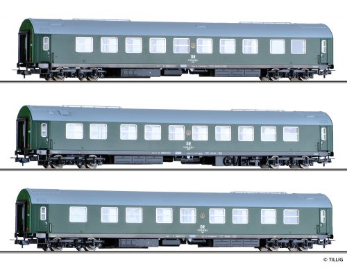 Tillig 70039 Személykocsi-készlet, 3-részes négytengelyes Salonwagenzug 2, DR (E4) (H0)