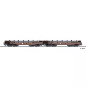   Tillig 70059 Rakoncás teherkocsi-pár, négytengelyes Rmms 662, acélbuga rakománnyal, DB-AG (E5) (H0)