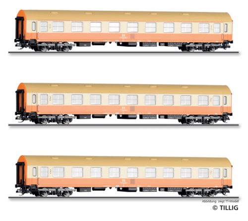 Tillig 70063 Személykocsi-készlet, 3-részes négytengelyes Y-sorozat, 2. osztály, Städteexpress, DR (E4) (H0)