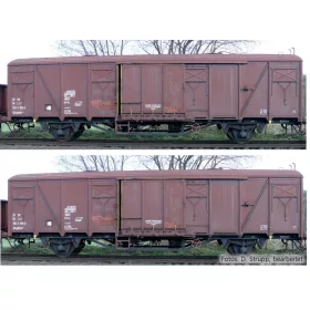 Tillig 70089 Fedett teherkocsi-pár, Gbgkks, CSD (E4) (H0)