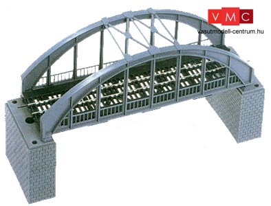 Tillig 7110 Rácsos ívbordás vasúti híd, pillérekkel és BTTB egyenes sínnel, 228 mm, szürke (TT)