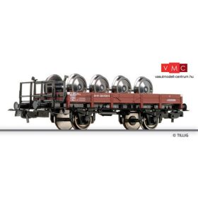 Tillig 76529 Alacsony oldalfalú teherkocsi fékállással, vasúti kerék rakománnyal, DB (E4