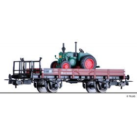   Tillig 76739 Alacsony oldalfalú teherkocsi fékállással, X05, DB, Lanz-Bulldog traktorral (E3) (H0)