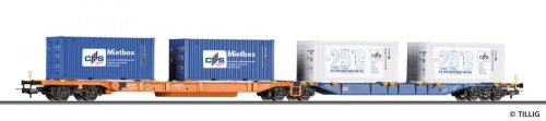 Tillig 77059 Konténerszállító iker-teherkocsi Sdggmrs 744, CHS Container Handel GmbH (E6) (H0)
