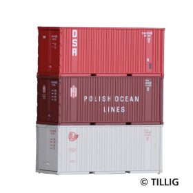Tillig 7707 Konténer-készlet, 3 db 20 lábas konténer (E4) (TT)