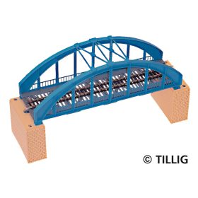   Tillig 83560 Rácsos ívbordás vasúti híd, pillérekkel és egyenes sínnel, 228 mm, kék (TT)