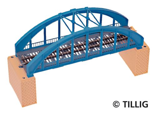 Tillig 83560 Rácsos ívbordás vasúti híd, pillérekkel és egyenes sínnel, 228 mm, kék (T
