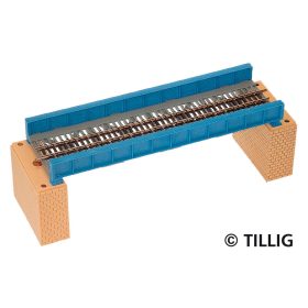   Tillig 83561 Acélgerendás vasúti híd, pillérekkel és egyenes sínnel, 228 mm, kék (TT)