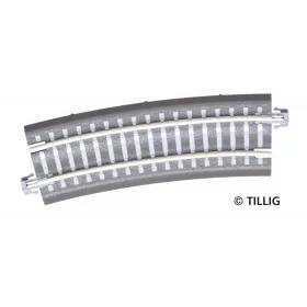 Tillig 83772 Ágyazatos íves sín, BR3-ü R 346 mm / 15° (TT) - átmeneti vágány