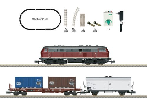 Trix 11146 Analóg kezdőkészlet: BR 218 dízelmozdony tehervonattal, DB, ovál pályával (E4