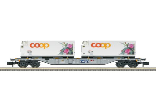 Trix 15494 Konténerszállító négytengelyes teherkocsi, Sgns, 2 db coop® hűtőkonténerrel, SBB (E6) (N)