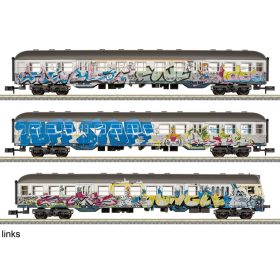   Trix 18264 Személykocsi-készlet vezérlőkocsival, 3-részes Silberling, graffitivel, DB (E4) (N)